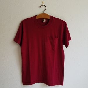 Vintage Single Stitch Burgundy Blank Pocket Tee